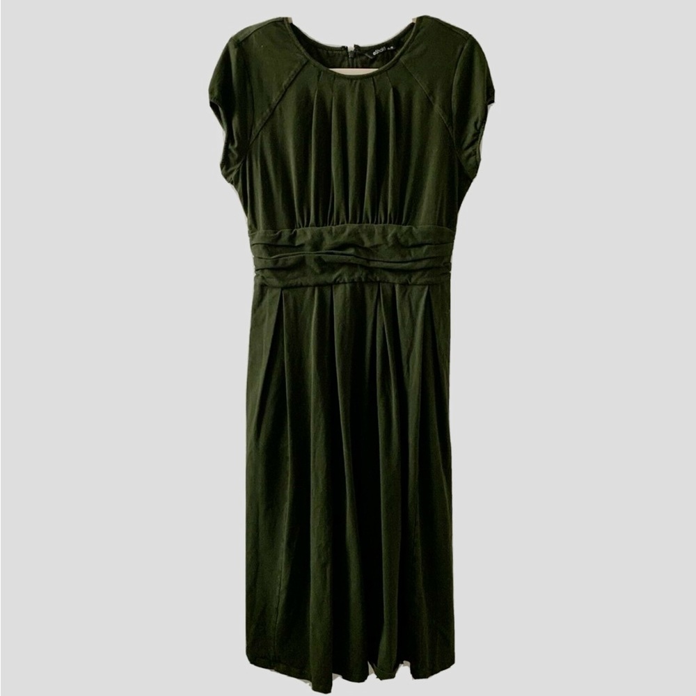 eShatki women’s size XL 16 forest green, stretchy, smocked-back dress